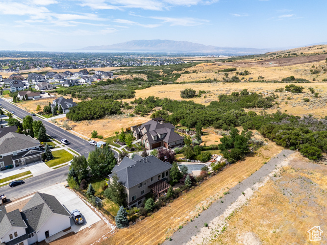 Aerial view with a mountain view