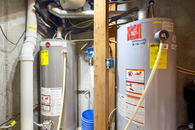 Utility room with gas water heater