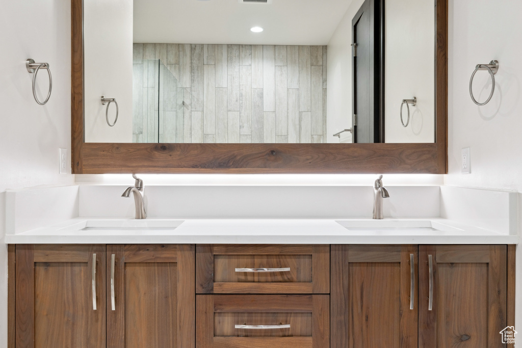 Bathroom featuring double sink vanity