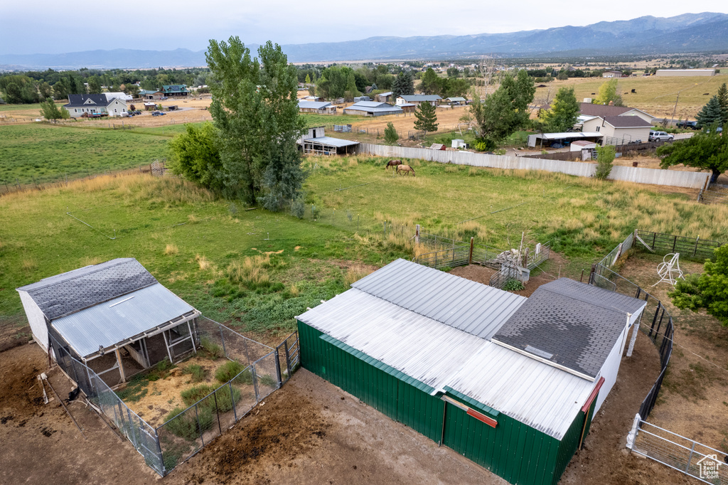 Aerial view featuring a mountain view