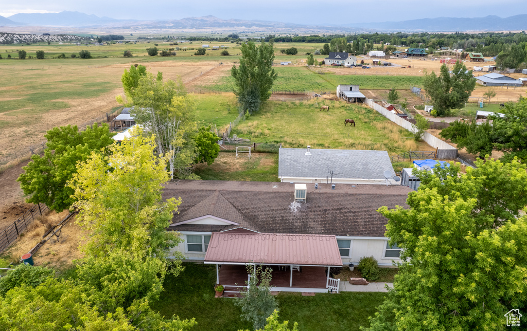 Aerial view featuring a mountain view