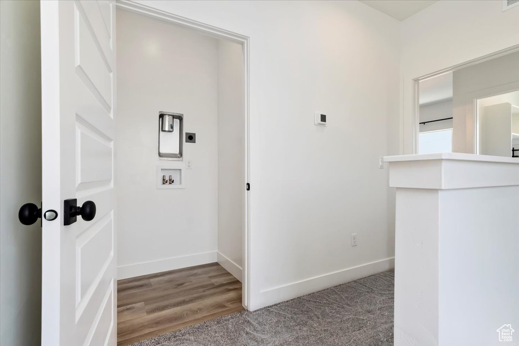 Interior space with hardwood / wood-style floors