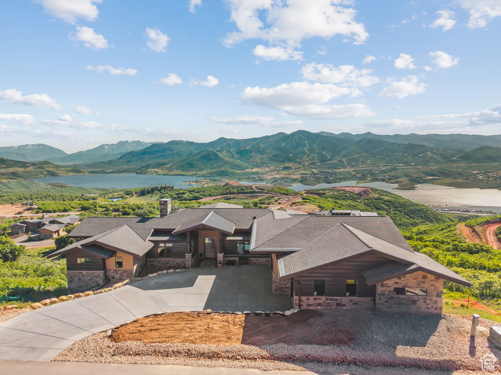 View of mountain background featuring a nearby body of water