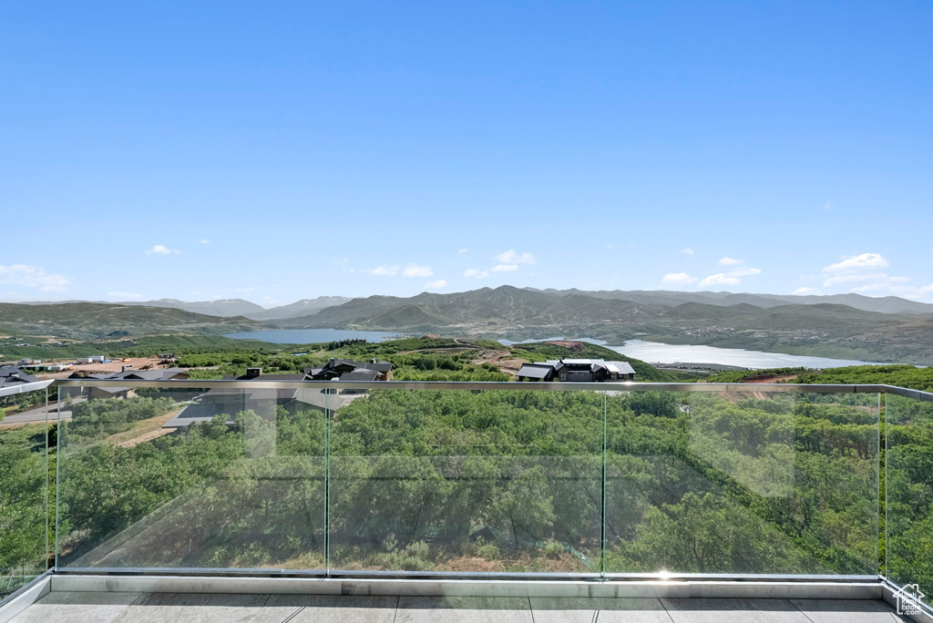 View of mountain background with a large body of water