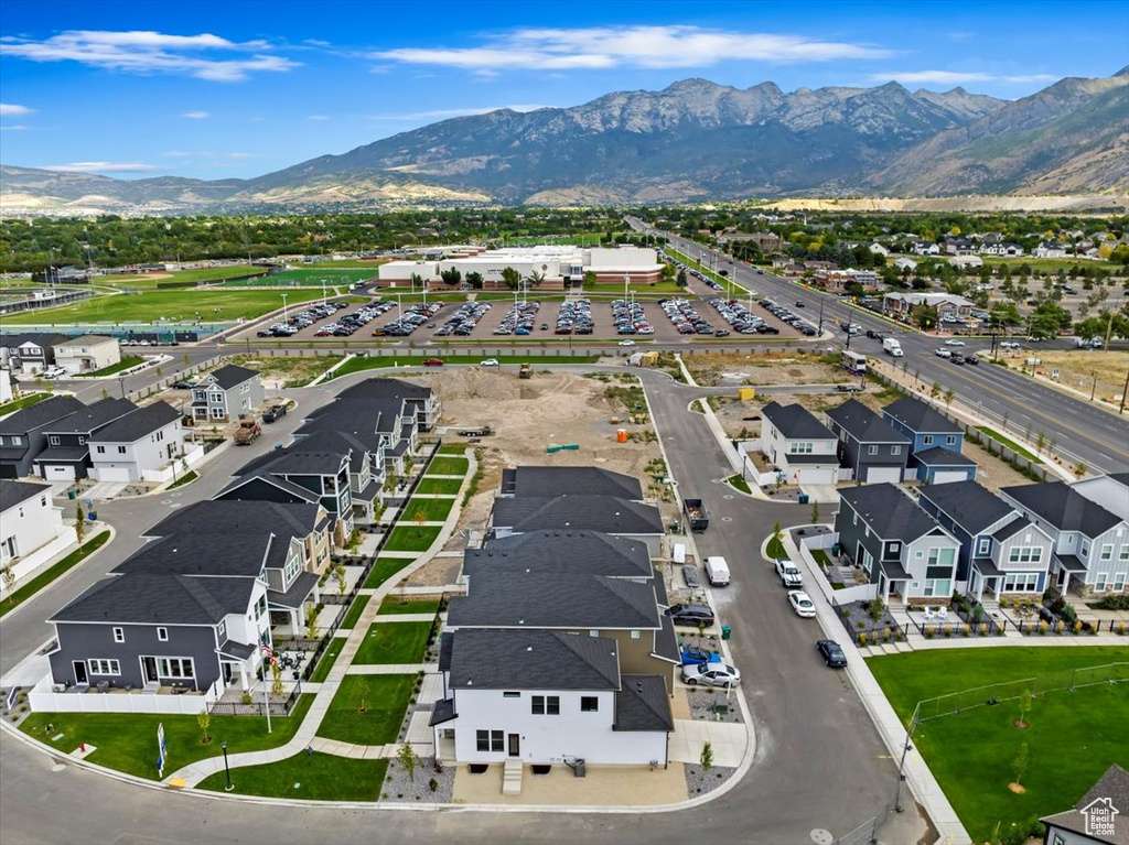 Aerial view featuring a mountain view