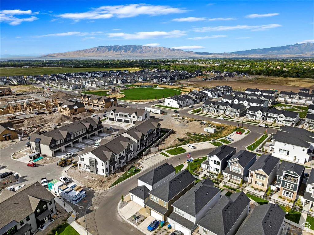 Aerial view featuring a mountain view