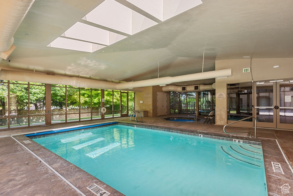 View of swimming pool with a patio