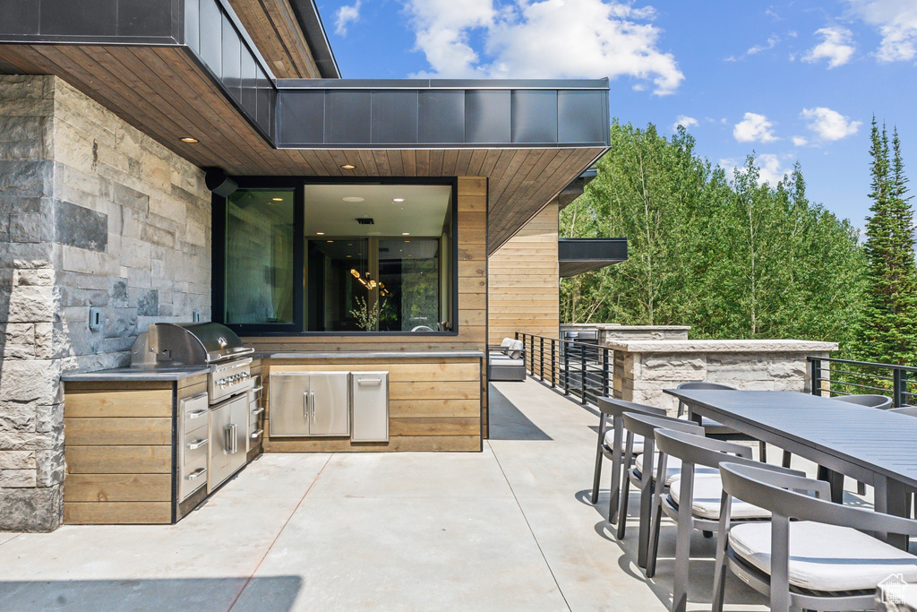 View of patio / terrace with grilling area and exterior kitchen