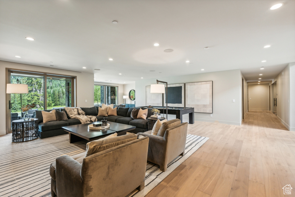 Living room featuring light hardwood / wood-style floors and plenty of natural light