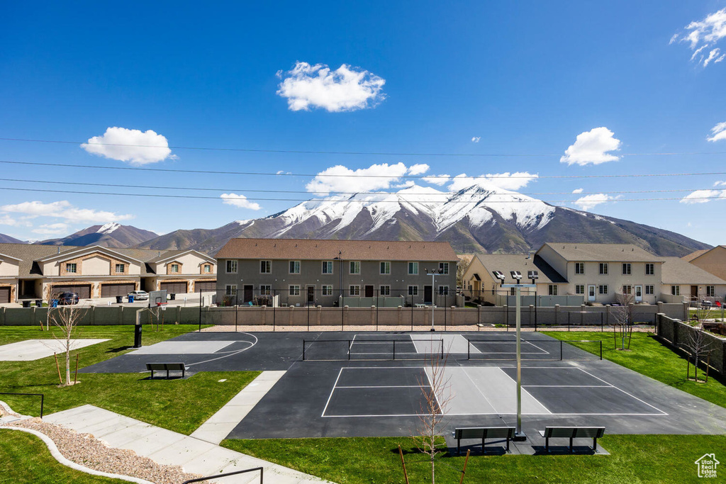 Exterior space featuring a mountain view