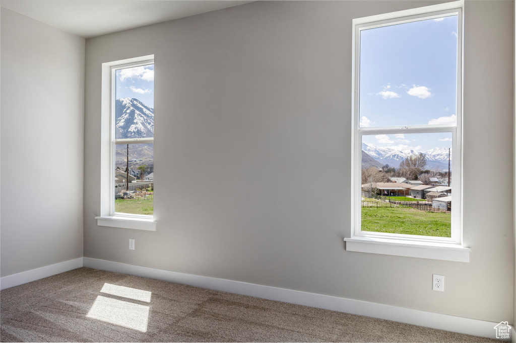 Carpeted empty room featuring plenty of natural light