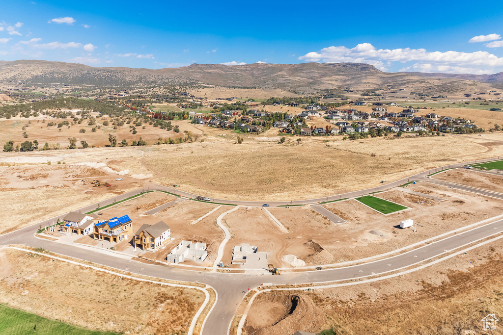 Aerial view featuring a mountain view