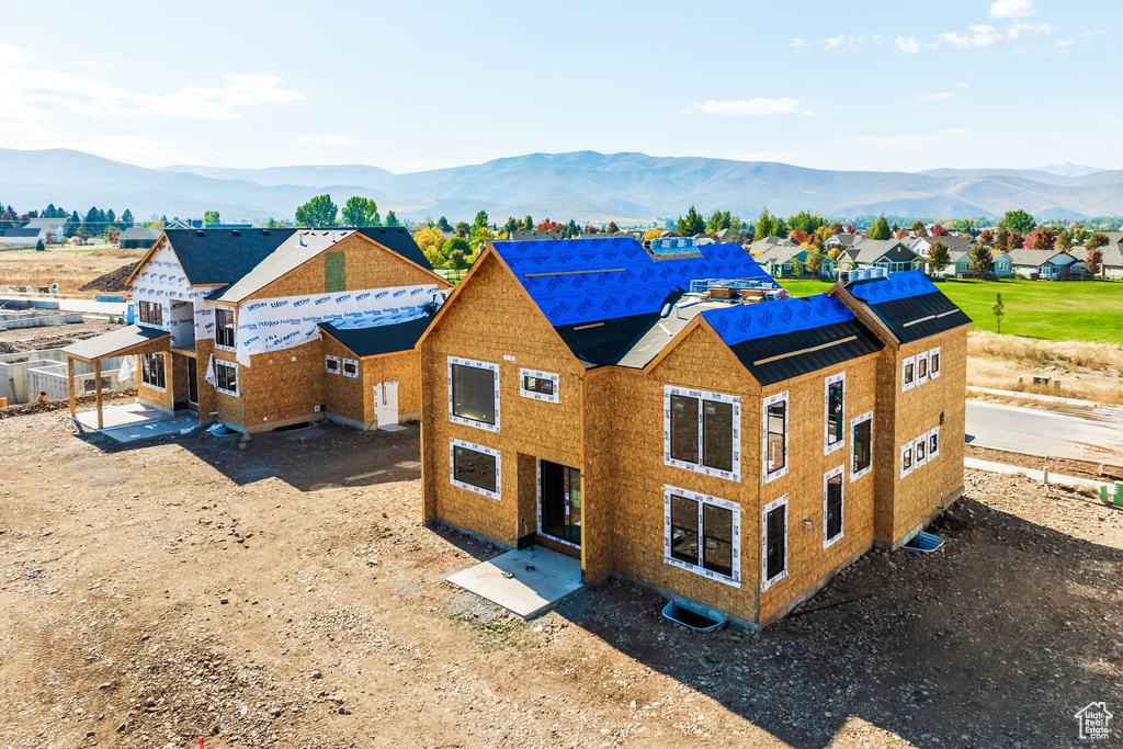 Drone / aerial view with a mountain view