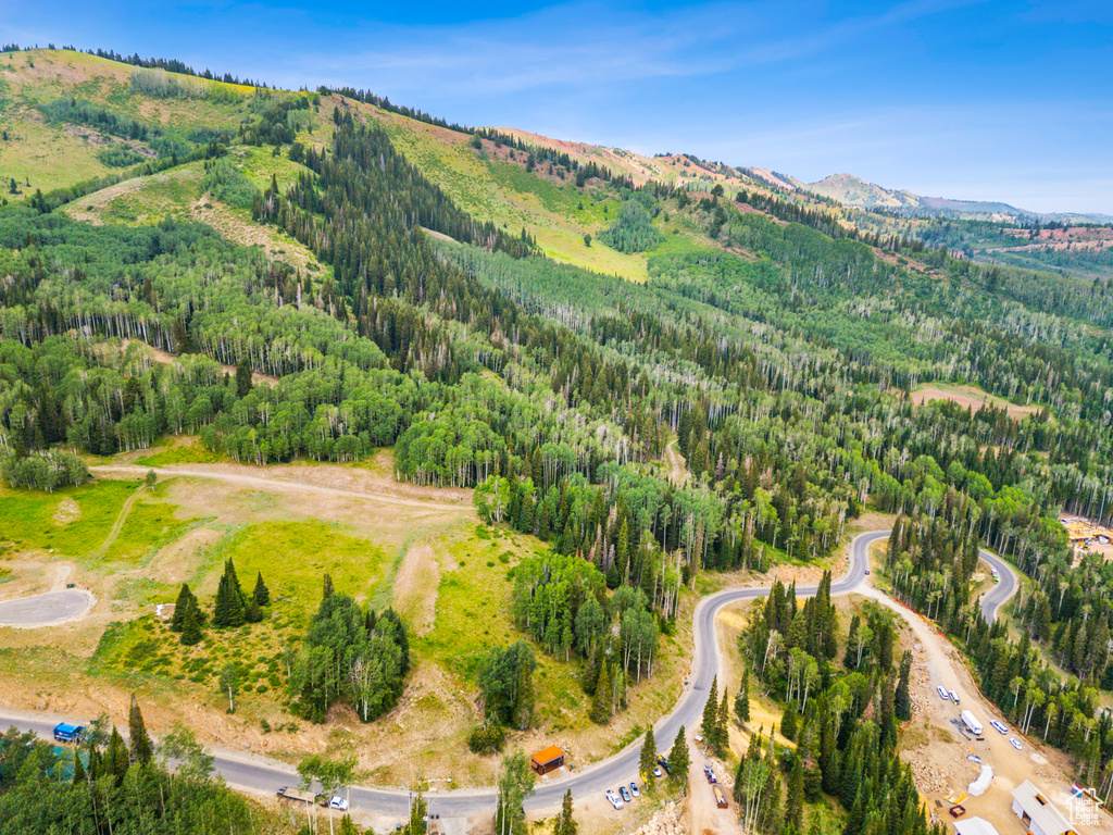 Bird\'s eye view with a mountain view