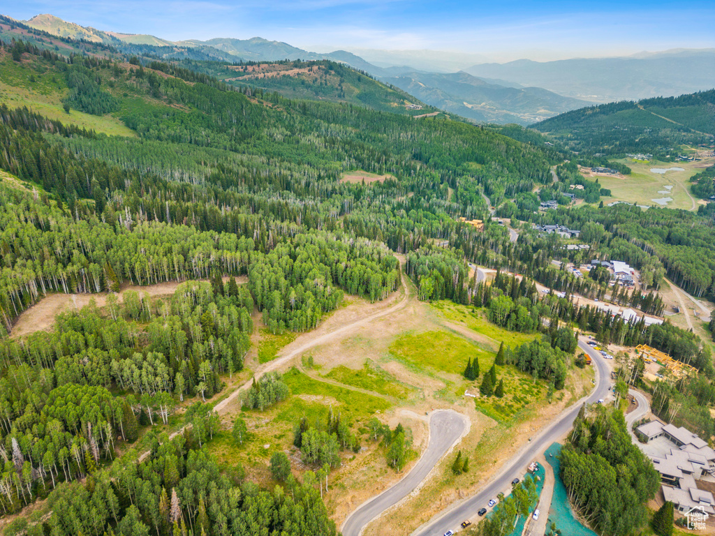 Bird\'s eye view with a mountain view