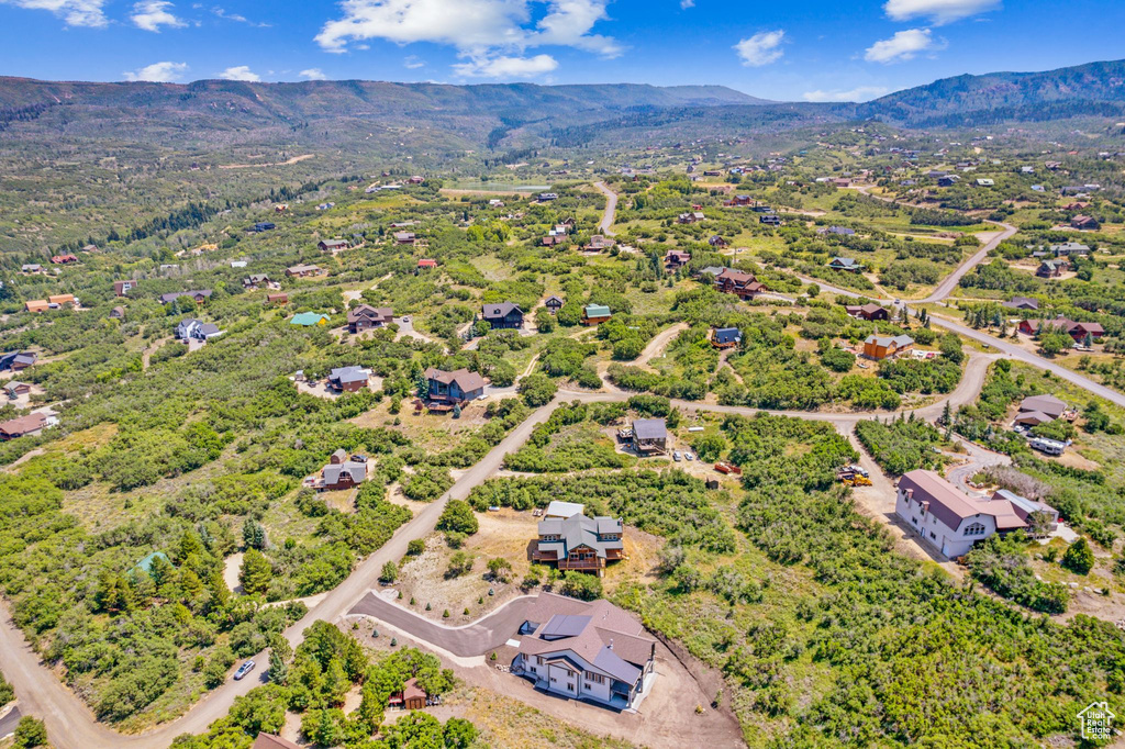 Aerial view with a mountain view