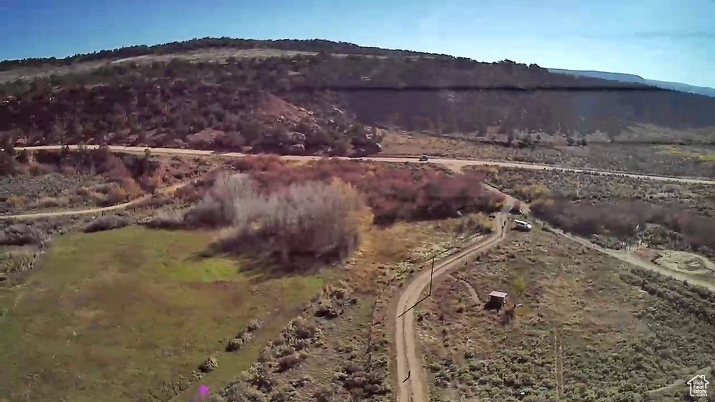 Drone / aerial view with a mountain view