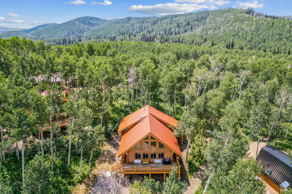 Drone / aerial view with a mountain view