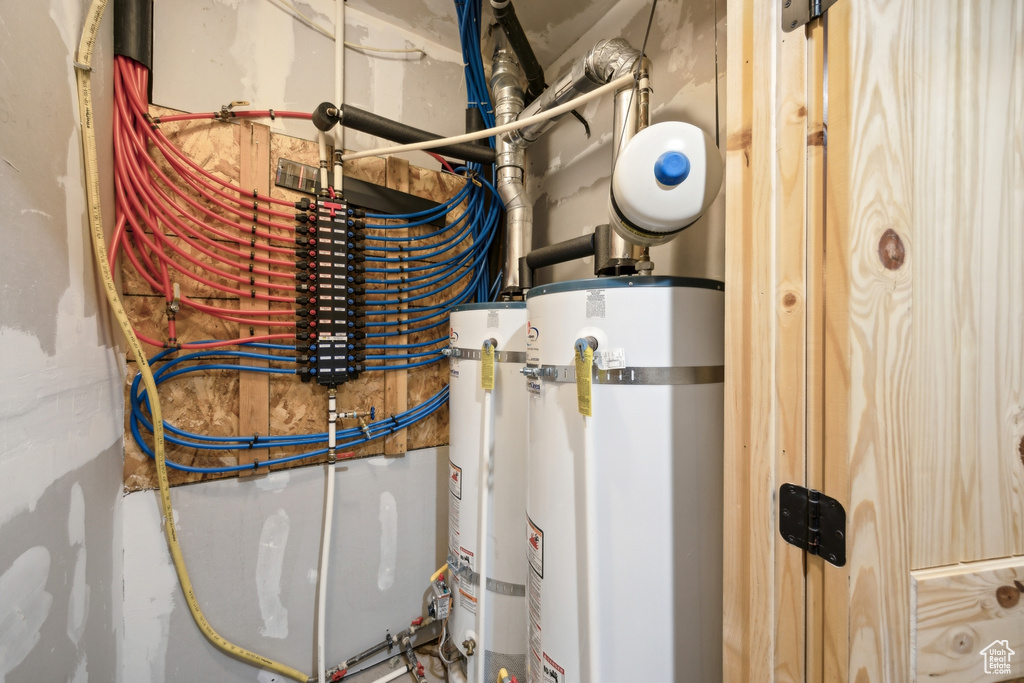 Utility room with secured water heater