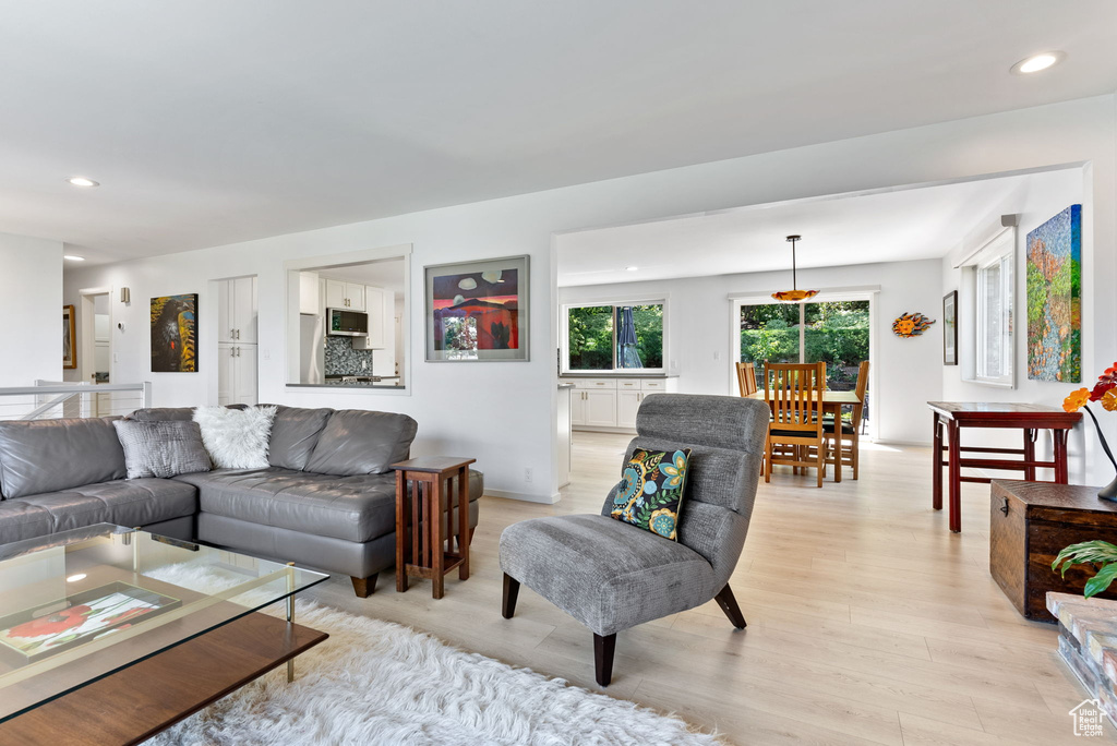 Living room featuring light hardwood / wood-style flooring