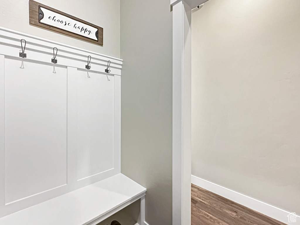 Mudroom featuring hardwood / wood-style flooring