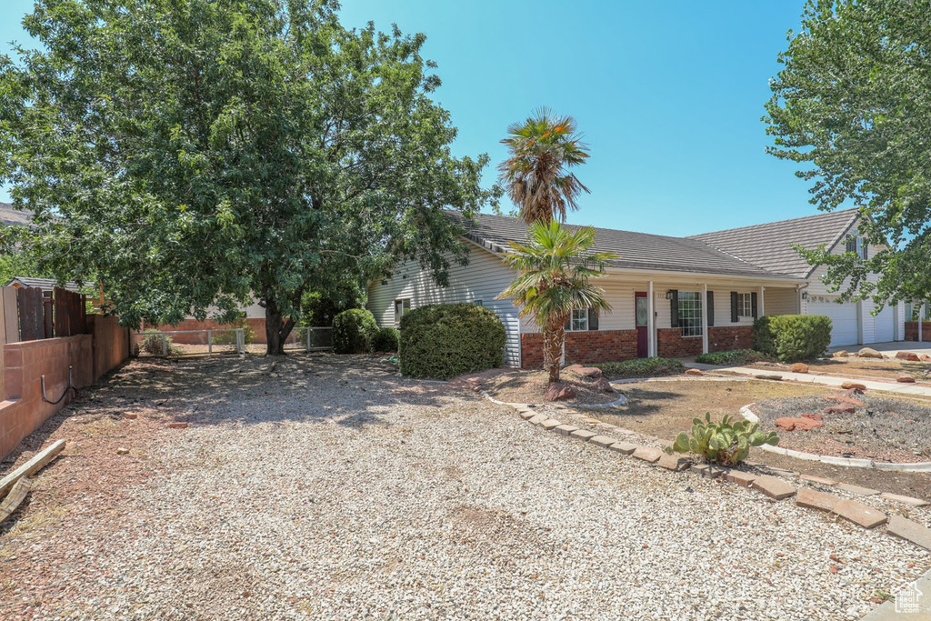 View of front of home with a garage