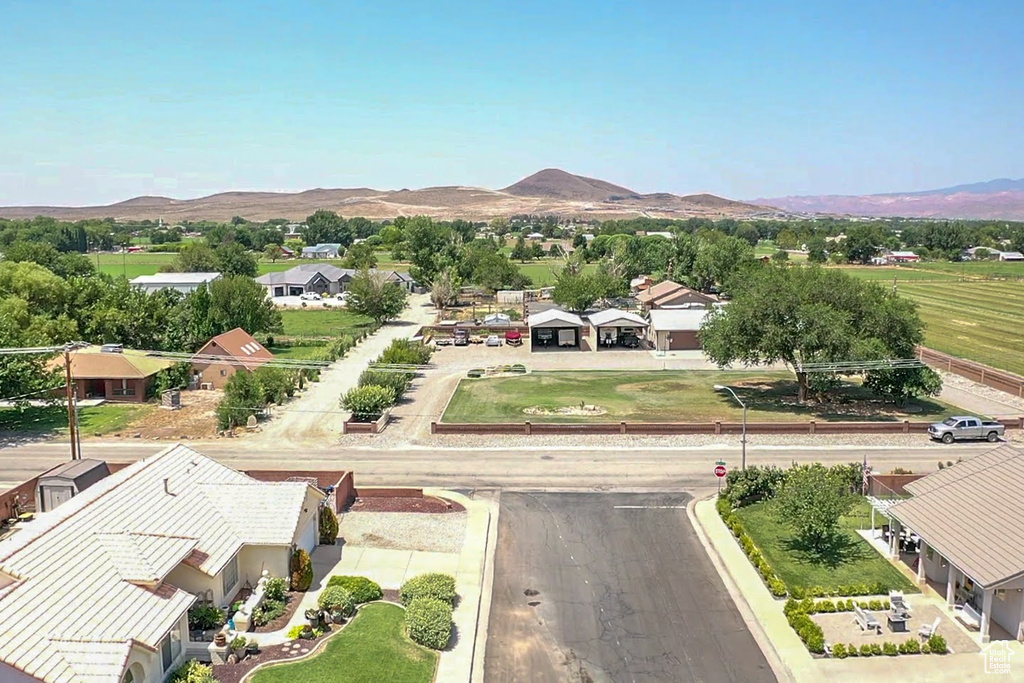 Drone / aerial view with a mountain view