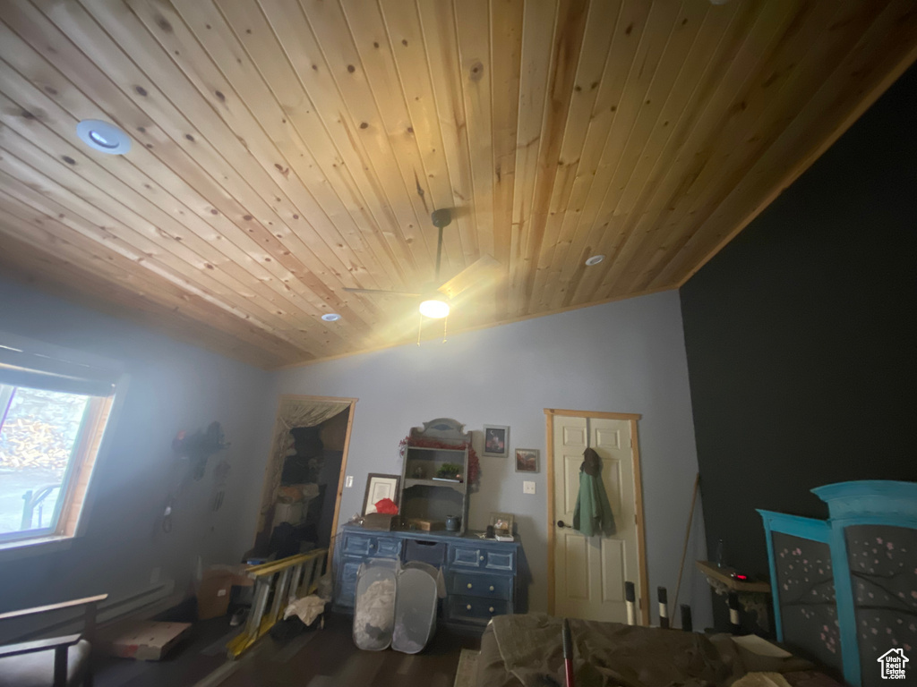 Interior space featuring wooden ceiling