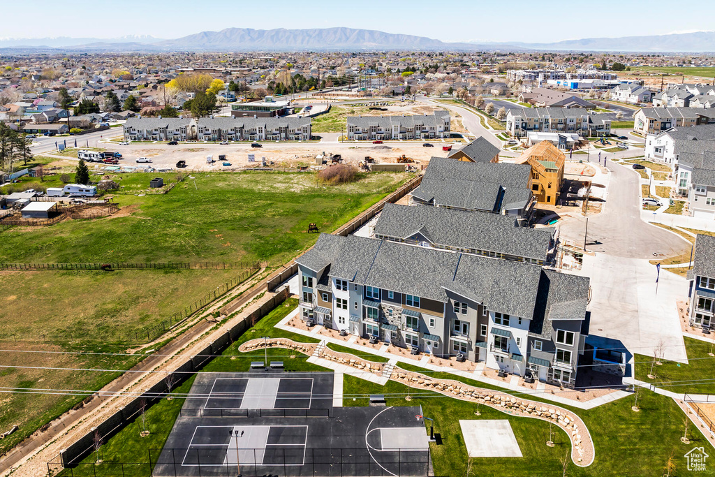 Bird's eye view featuring a mountain view