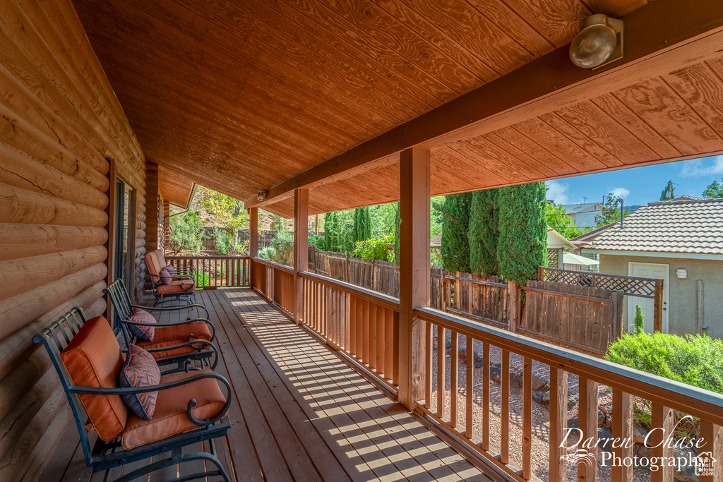 View of wooden deck