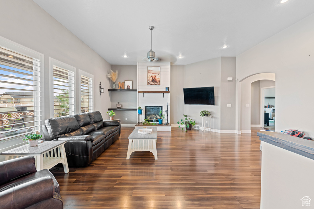 Living room featuring hardwood / wood-style flooring