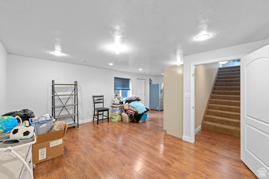 Interior space with hardwood / wood-style flooring