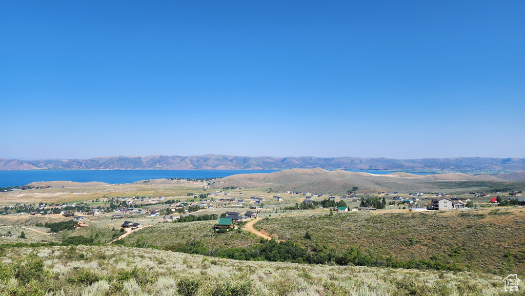 Aerial view featuring a mountain view