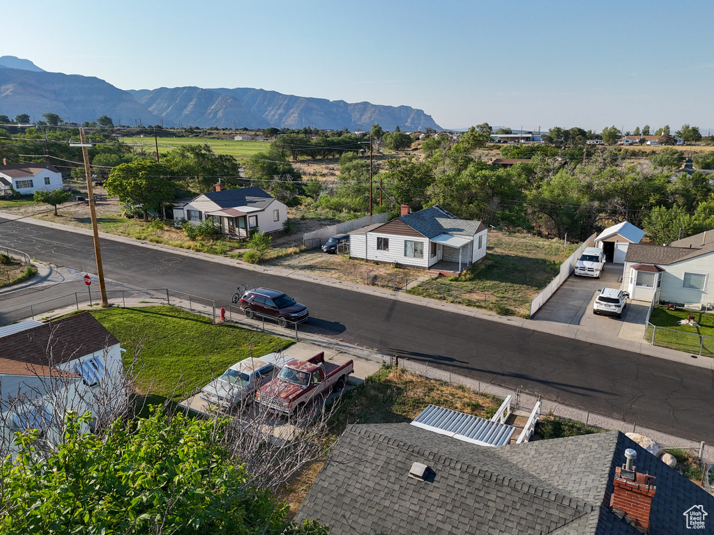 Drone / aerial view with a mountain view