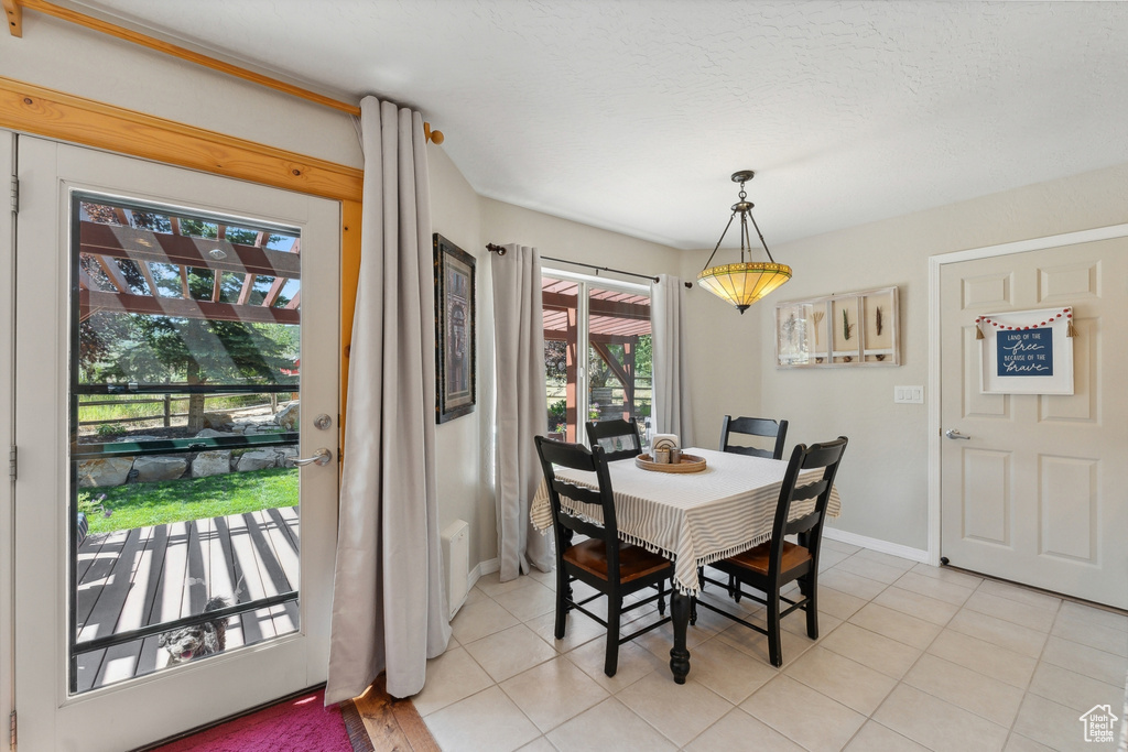 View of tiled dining area