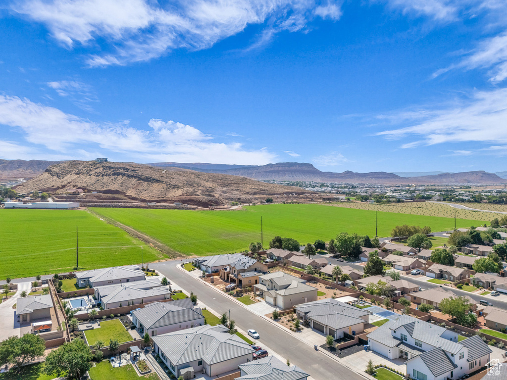 Aerial view featuring a mountain view