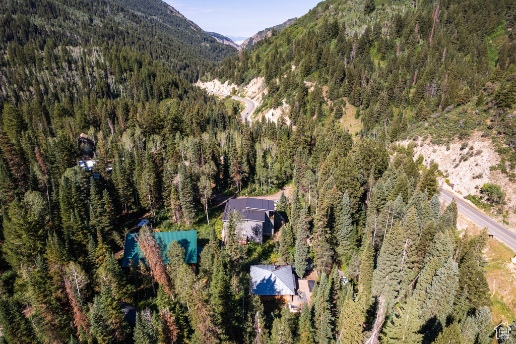 Bird's eye view with a mountain view