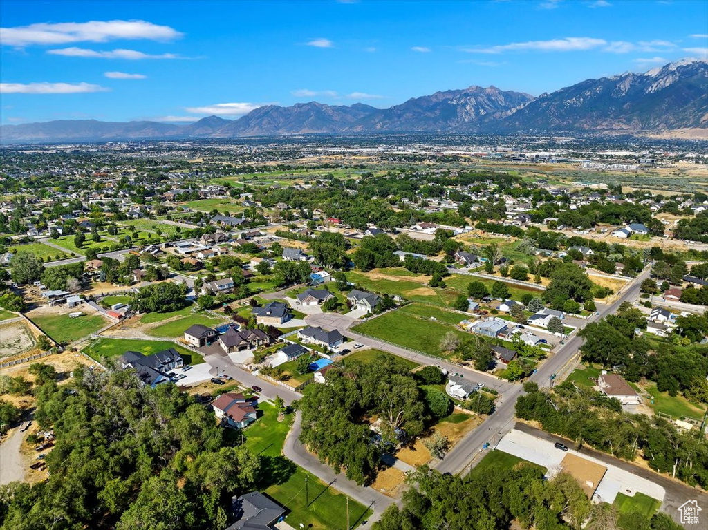 Aerial view featuring a mountain view