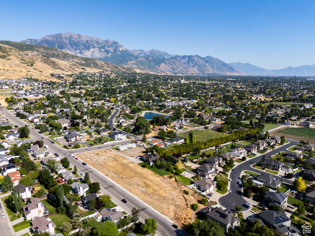 Aerial view featuring a mountain view