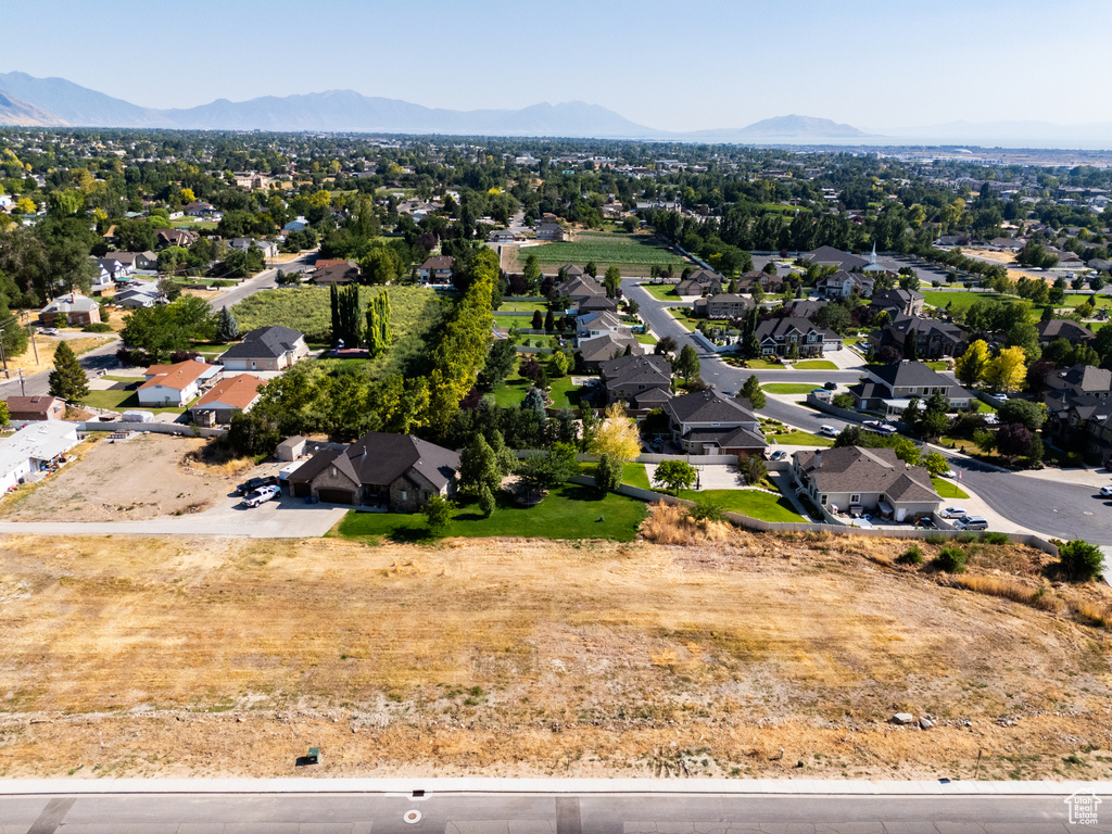 Aerial view featuring a mountain view