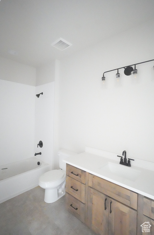 Full bathroom with vanity, toilet, and shower / bath combination