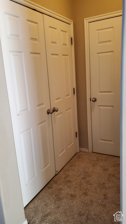 Hallway with carpet floors