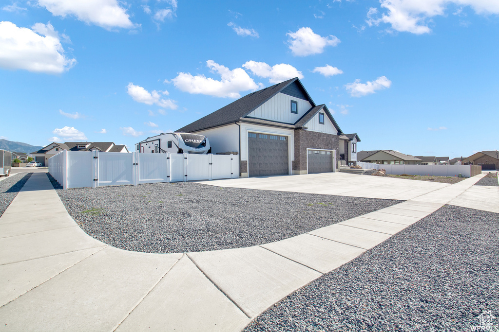 View of home's exterior featuring a garage