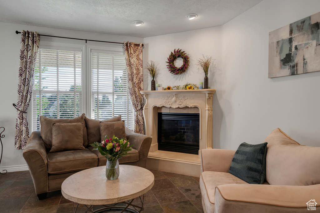 View of tiled living room