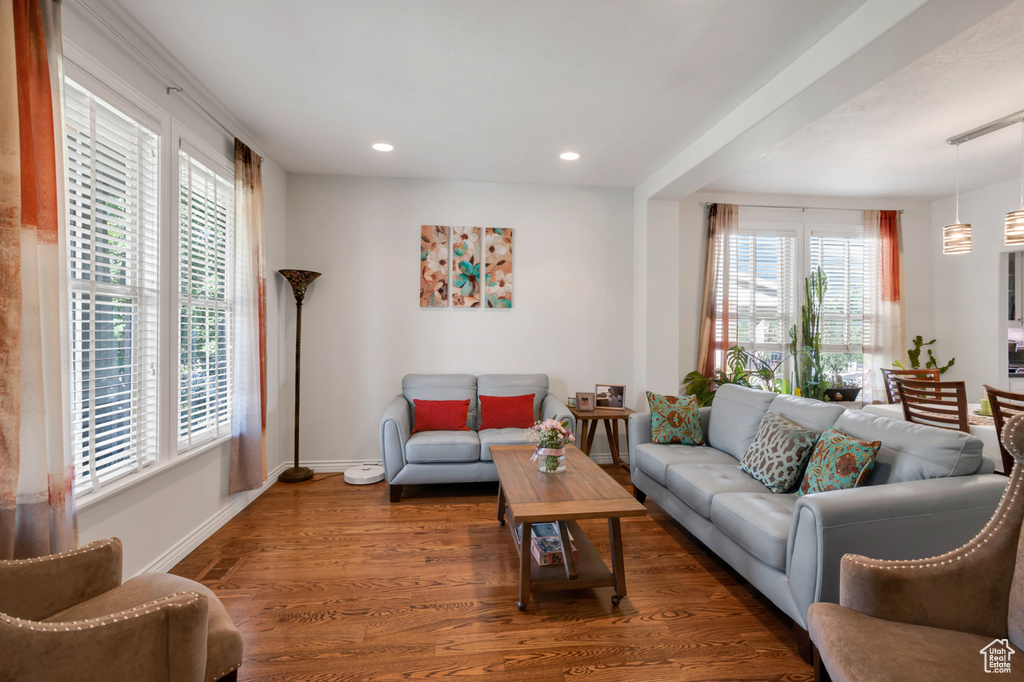 Living room with plenty of natural light and wood-type flooring