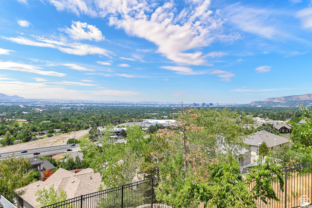 Drone / aerial view featuring a mountain view