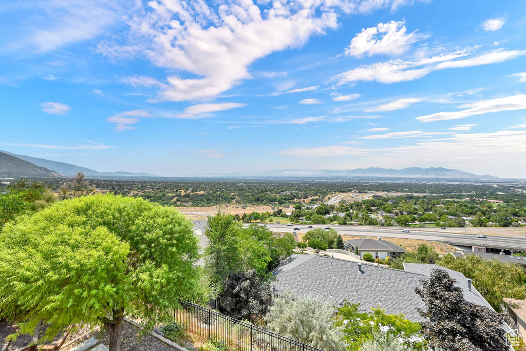 Aerial view featuring a mountain view