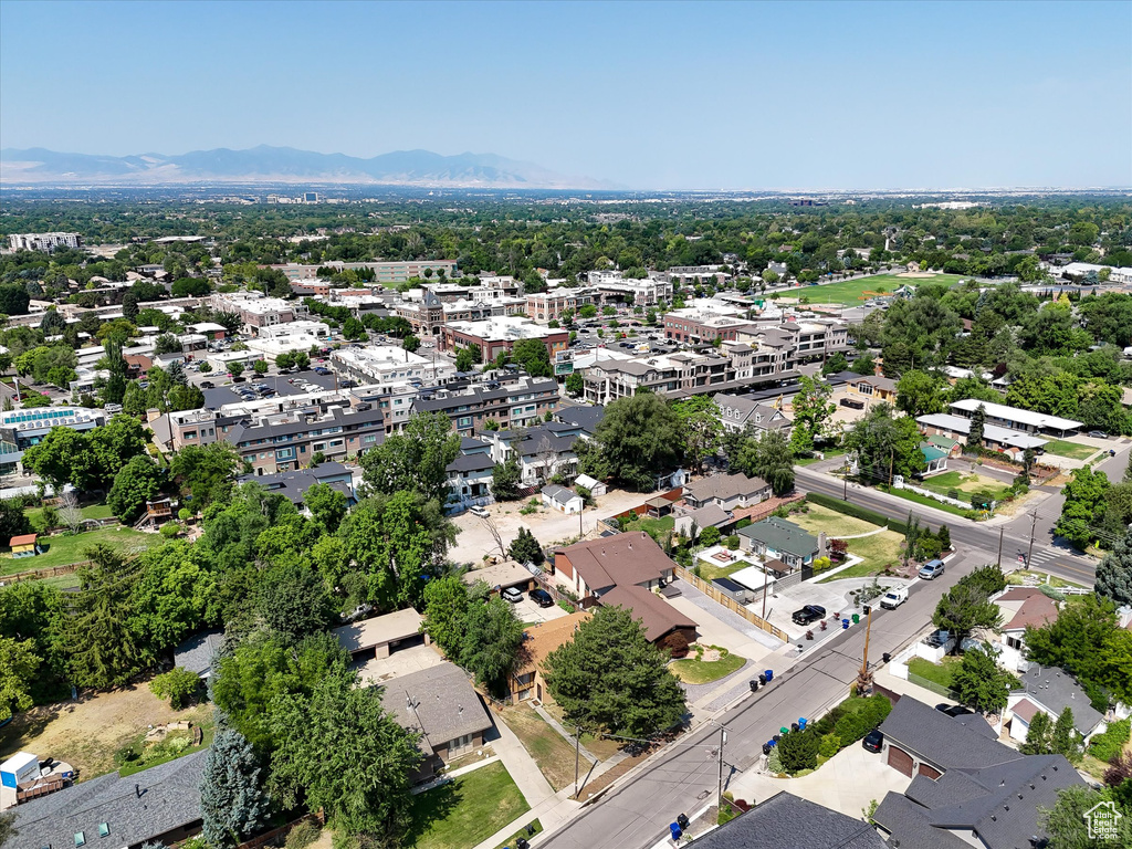 Drone / aerial view with a mountain view