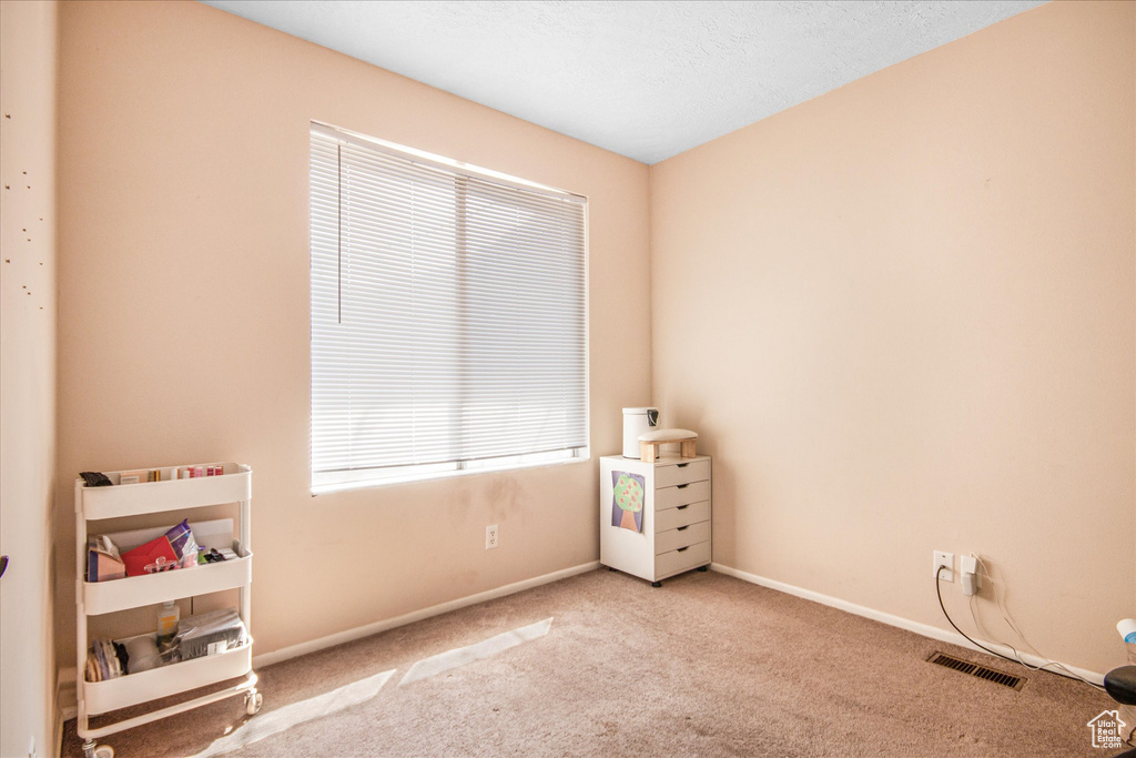 Interior space with light carpet