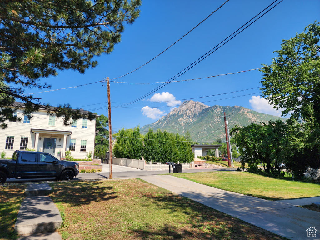 View of street with a mountain view